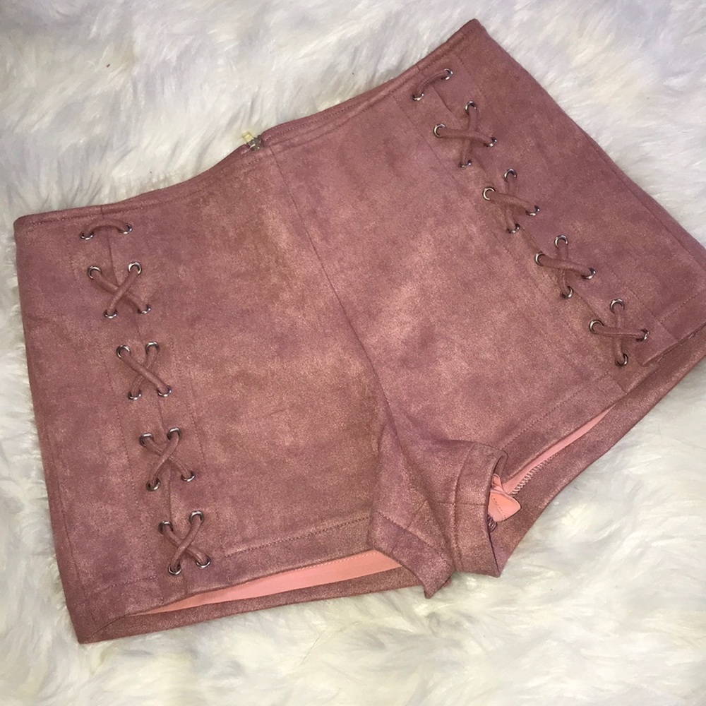 New Pink Faux Suede Shorts